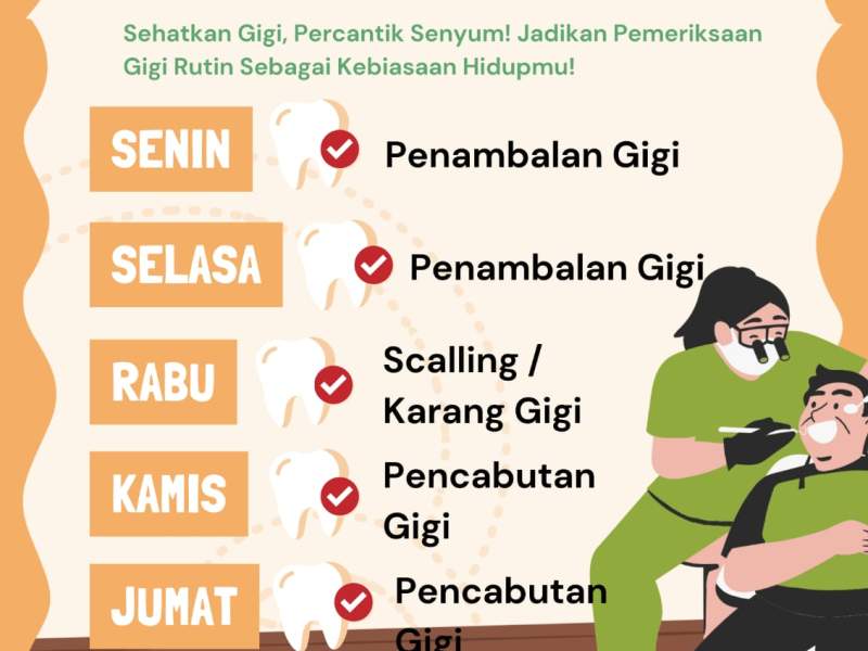 Jadwal Poli Kesehatan Gigi dan Mulut (Lintas Klaster)