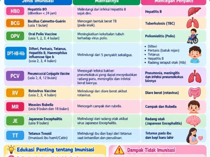 JENIS IMUNISASI DAN MANFAATNYA 